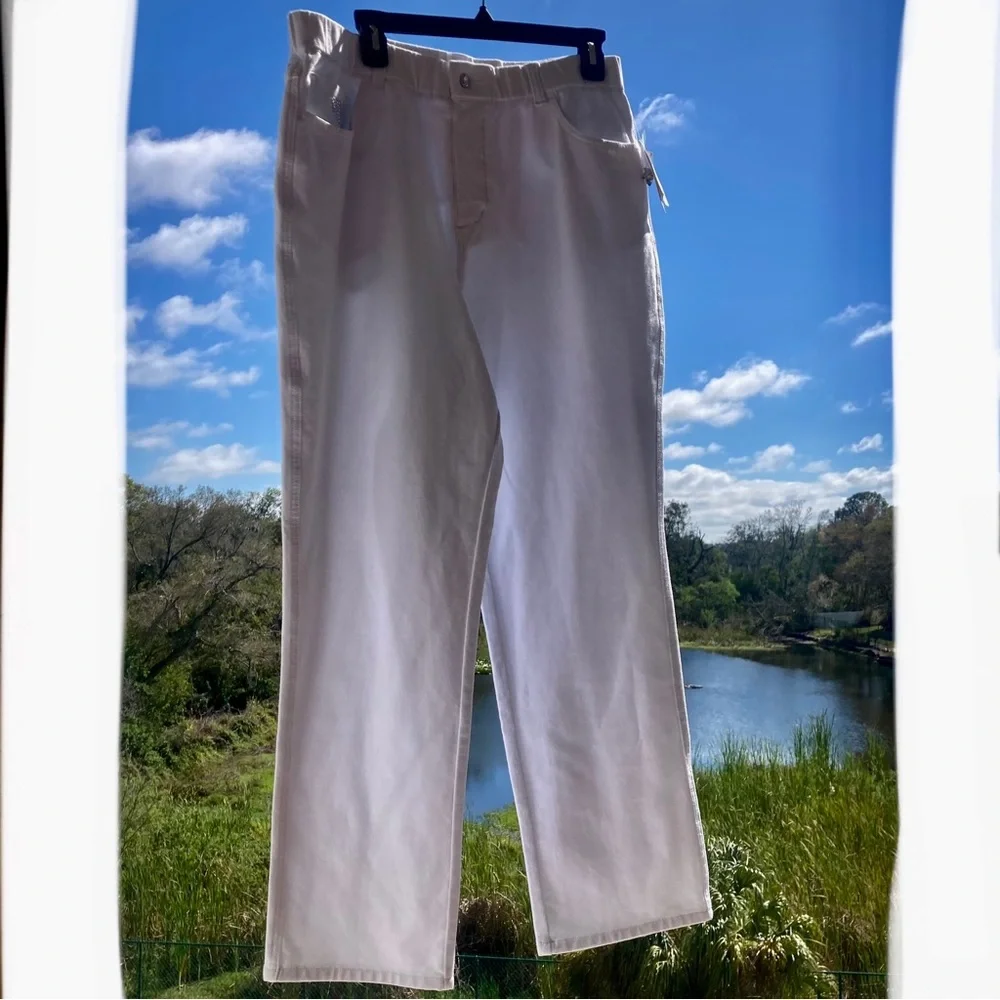 Quacker Factory DreamJeannes White Pull-On Pants | NWT | Size L